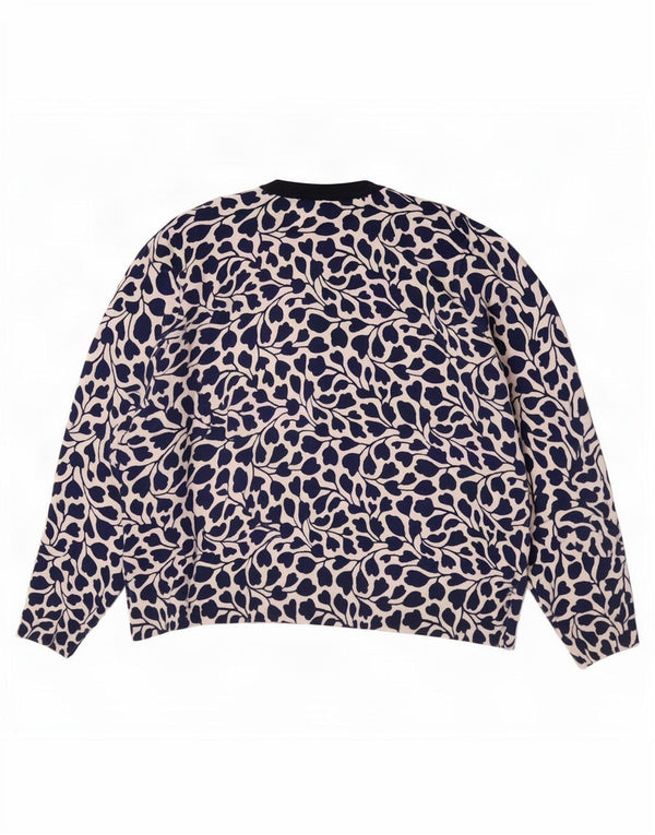 Maglione cardigan da donna Marks & Spencer UK 22 3XL Viscosa floreale blu navy