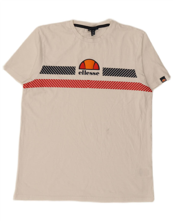 ELLESSE Herre grafisk T-shirt Top Medium Hvid Bomuld