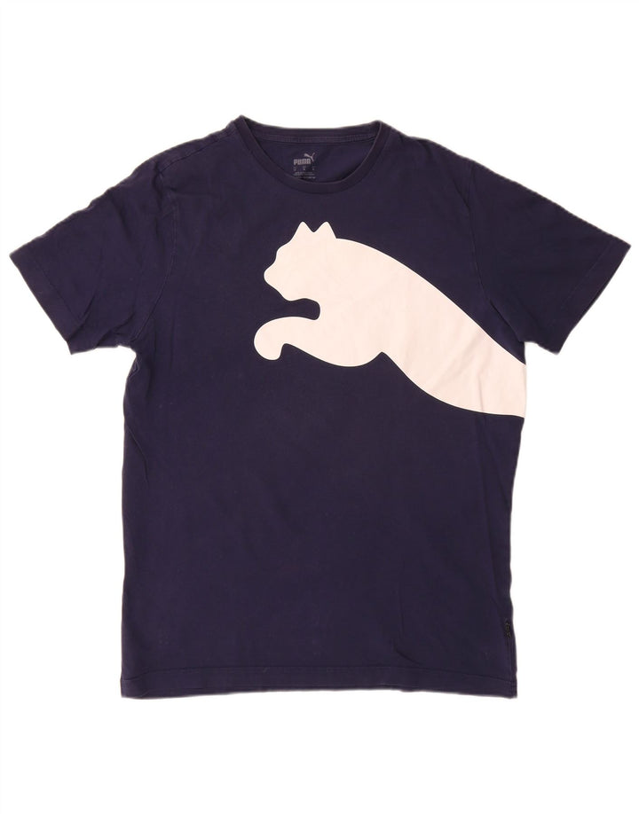 Puma Mens Graphic T-Shirt Top Medium Navy Blue