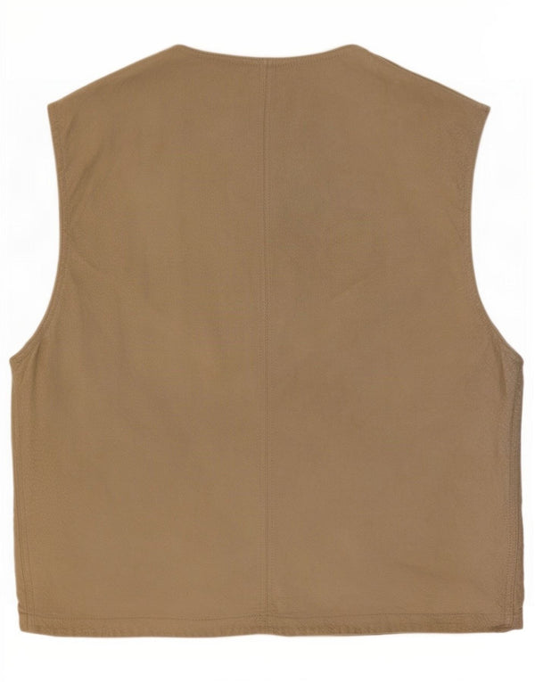 Vintage Mens Suede Utility Gilet IT 48 Medium Beige Leather