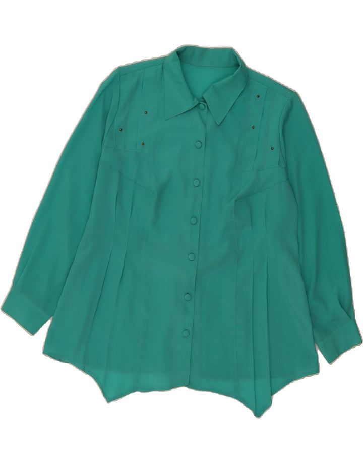VINTAGE Womens Shirt Blouse UK 16 Large Turquoise Vintage Vintage and Second-Hand Vintage from Messina Hembry 