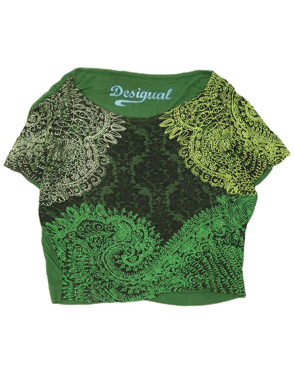 Desigual Womens Oversized Blouse Top UK 16 Large Green Paisley Viscose