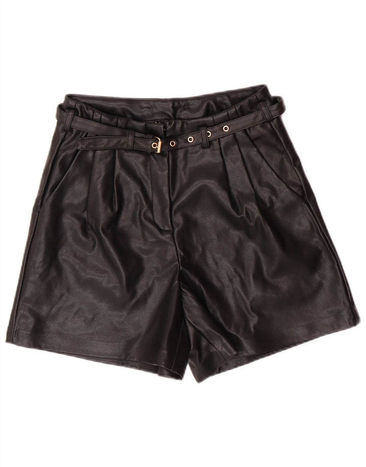 Only Womens Faux Leather Shorts XS W25  Black Polyester