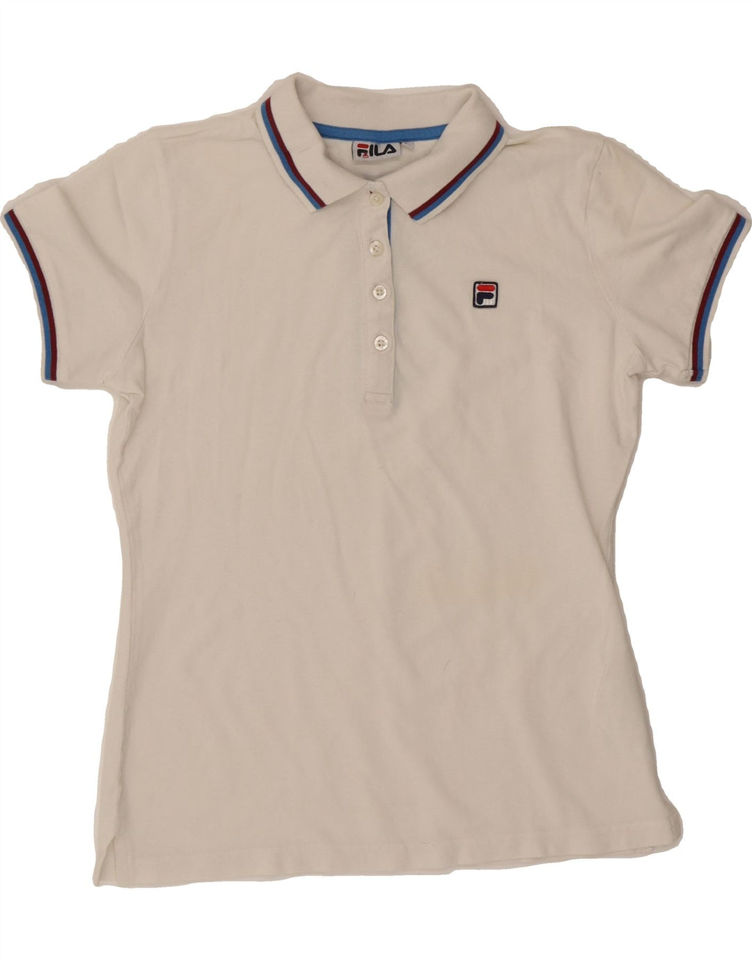 FILA Womens Polo Shirt UK 14 Large White Cotton Vintage Fila and Second-Hand Fila from Messina Hembry 