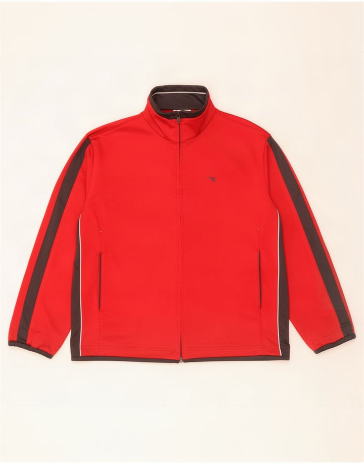 Giacca da tuta da uomo Diadora Large rossa in poliestere color block