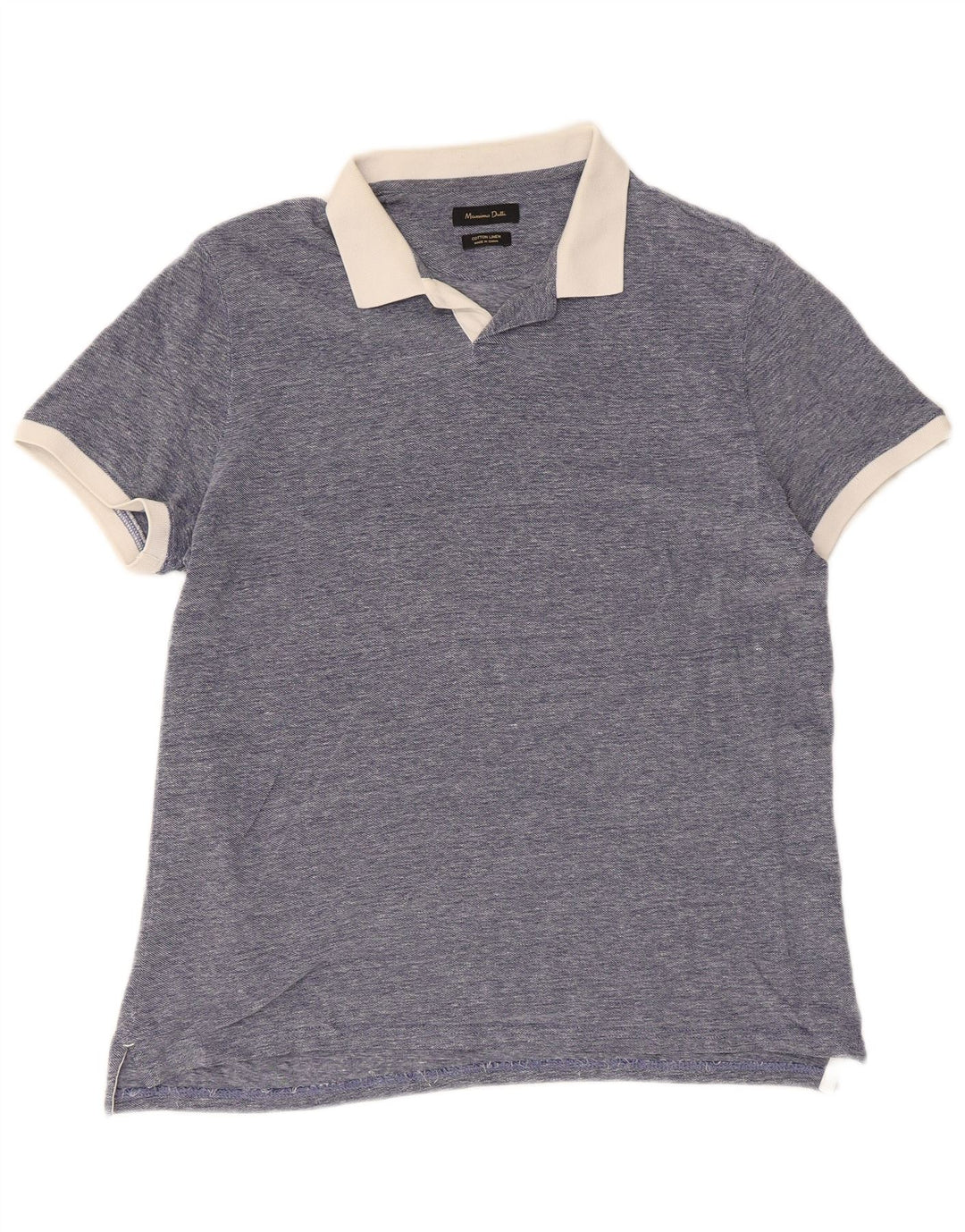Massimo Dutti Mens Rugby Polo Shirt Large Blue Cotton