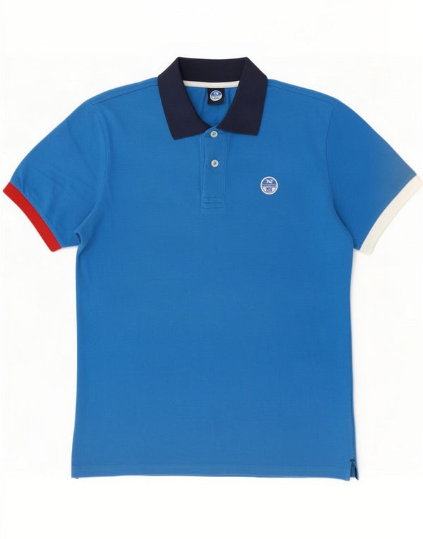 North Sails Ανδρικό Πόλο Μπλουζάκι Small Blue Colorblock Βαμβακερό