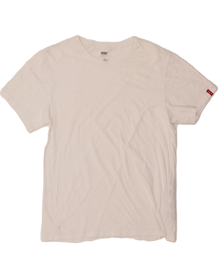 LEVI'S Womens T-Shirt Top UK 14 Large White Cotton Vintage Levi's and Second-Hand Levi's from Messina Hembry 