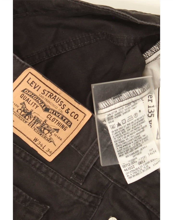 Мужские прямые джинсы Levi's 752 W34 L34, черный хлопок