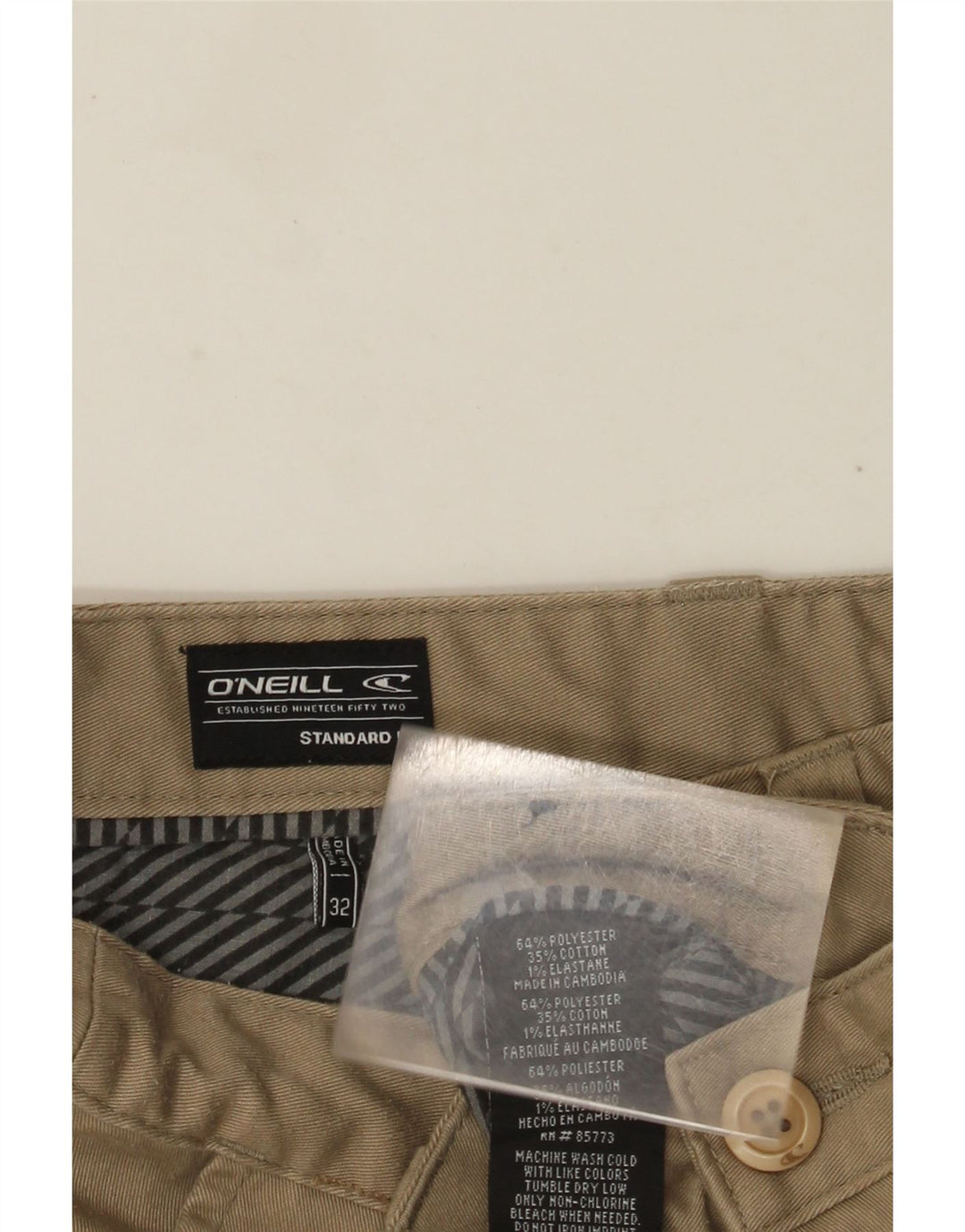 O'Neill Mens Chino Shorts W32 Medium Beige Polyester