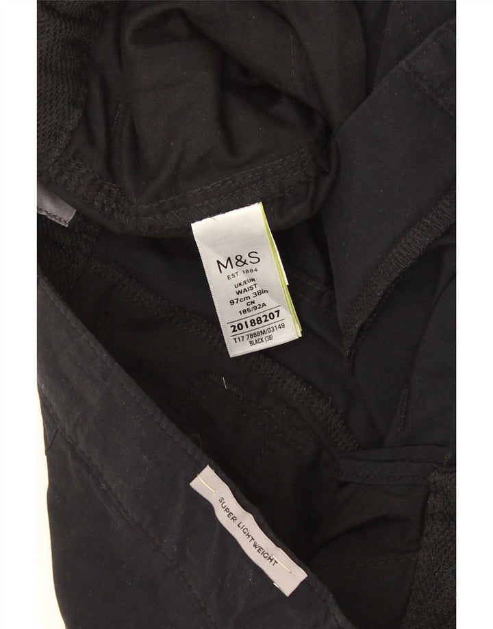Marks & Spencer Mens Cargo Shorts W38 XL Black Cotton
