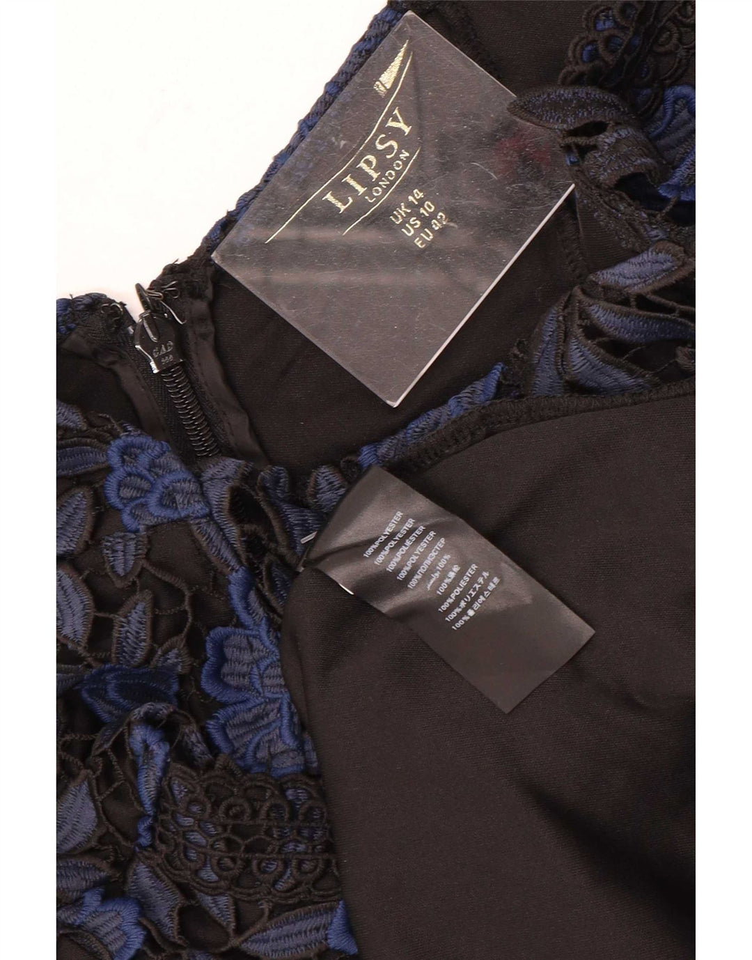Lipsy Womens A-Line Dress UK 14 Medium Navy Blue Floral Polyester