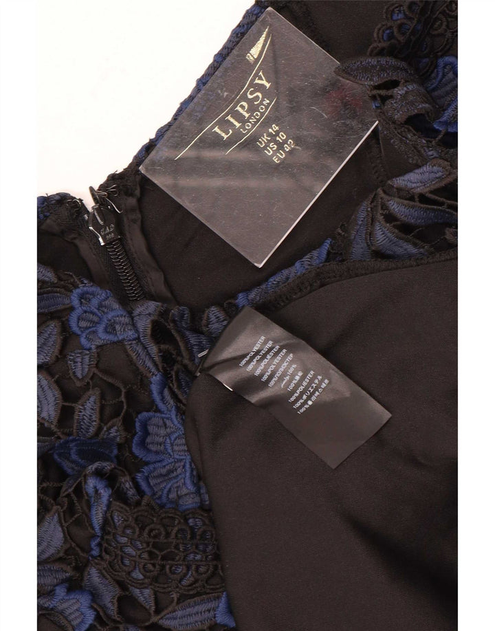 Lipsy Womens A-Line Dress UK 14 Medium Navy Blue Floral Polyester