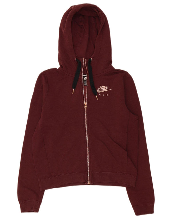 Nike Pull à capuche zippé surdimensionné pour femme UK 6 XS en coton bordeaux