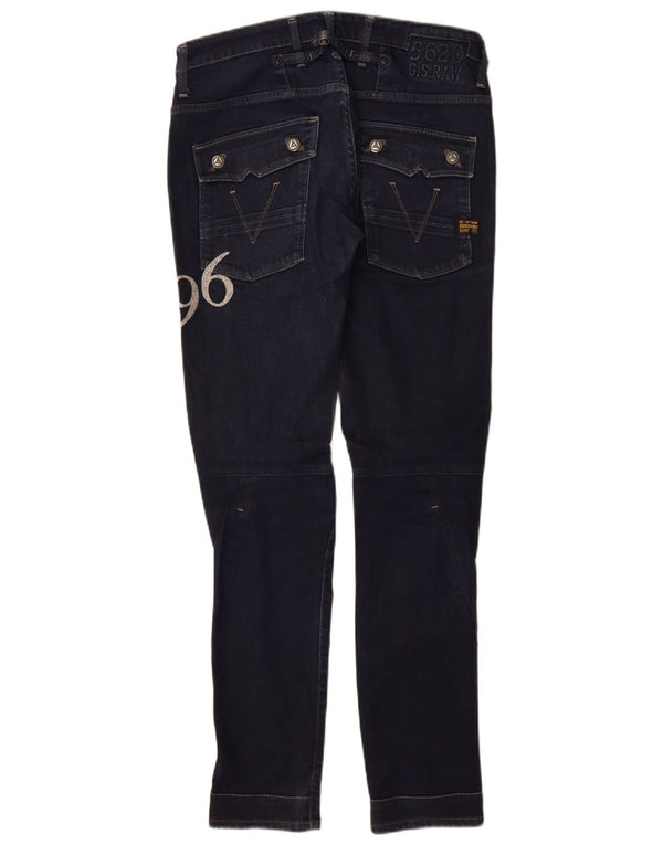 G-Star kvinders grafiske tilspidsede jeans W29 L32 marineblå bomuld