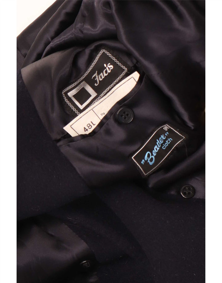 Facis Lang dobbeltradet frakke til mænd IT 48 Medium Navy Blue