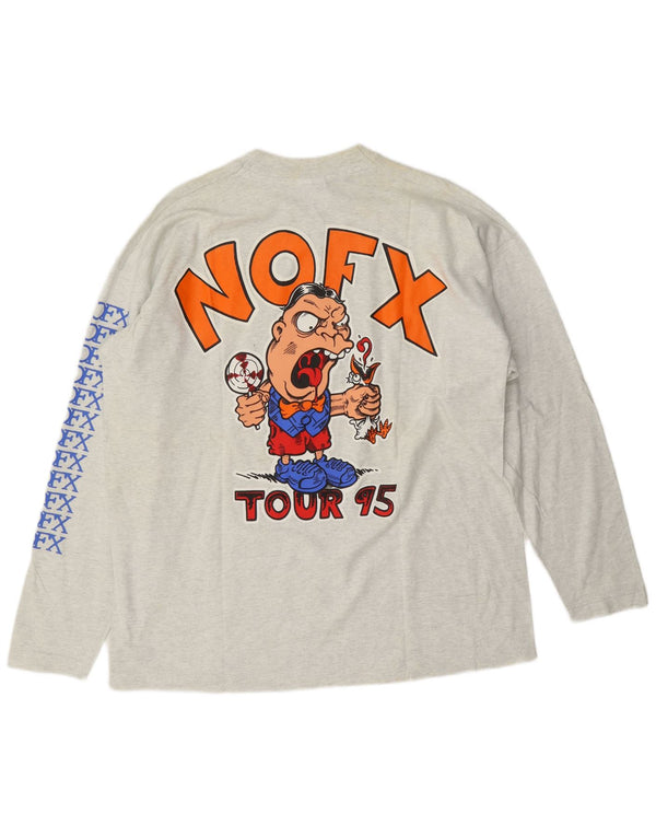 Screen Stars Best Mens NOFX Tour 1995 Graphic Top Long Sleeve XL Grey Music