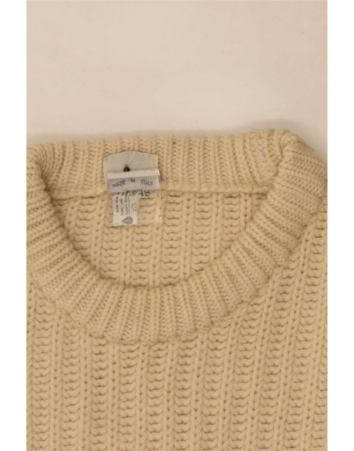 Ocean Star Mens Crew Neck Jumper Sweater IT 48 Medium Beige Colourblock
