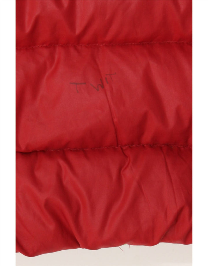 BENETTON Boys Graphic Hooded Padded Jacket 6-7 Years Small Red Polyester Vintage Benetton and Second-Hand Benetton from Messina Hembry 