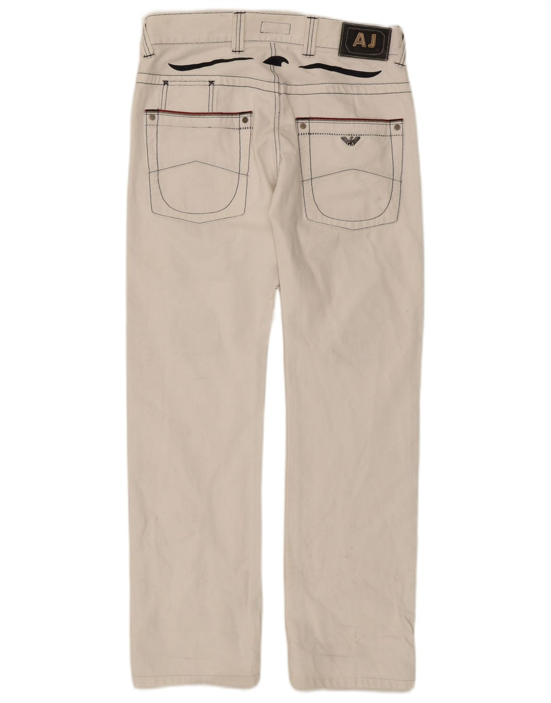 Armani Womens Distressed Straight Jeans W32 L30 White Cotton