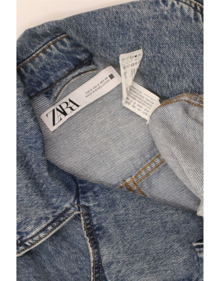 Zara Womens Denim Jacket UK 10 Small Blue Cotton