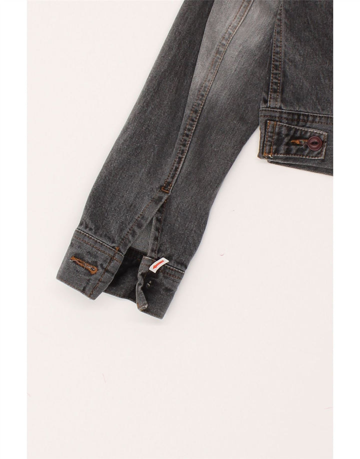 CASUCCI Womens Crop Denim Jacket UK 10 Small Grey Cotton Vintage Casucci and Second-Hand Casucci from Messina Hembry 