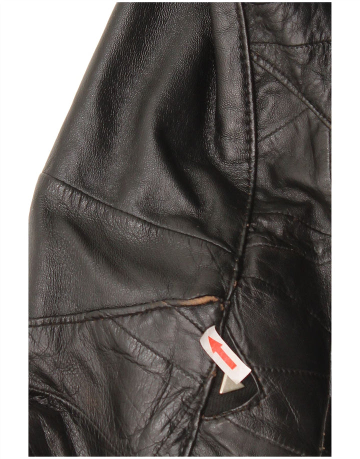 Vintage kvinde bomber læderjakke UK 12 Medium sort læder