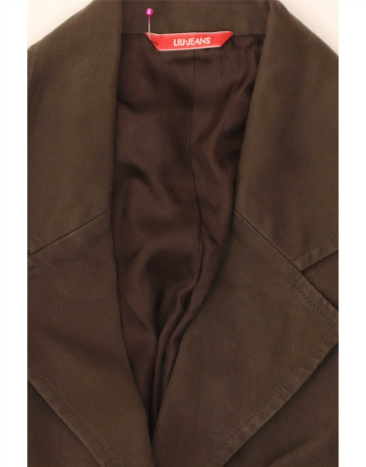 Liu Jo Damen-Blazerjacke mit 3 Knöpfen, IT 44, mittelbraune Baumwolle