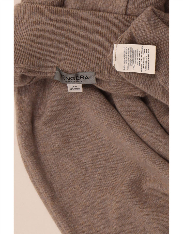 Maglione cardigan senza maniche vintage da uomo in lana grigio medio