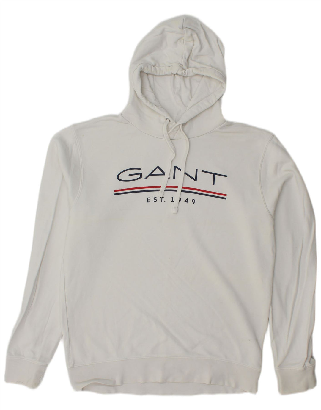 Gant Mens Graphic Hoodie Jumper Large White Cotton