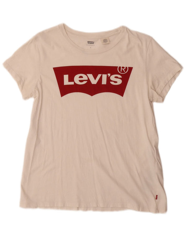 Levi's Womens Graphic T-Shirt Top UK 10 Small White Cotton
