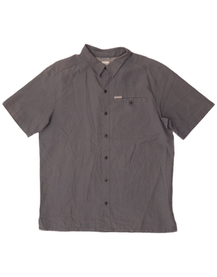Columbia Mens Short Sleeve Shirt Large Grey Check