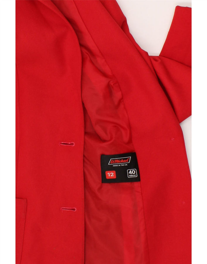 ST MICHAEL Womens 2 Button Blazer Jacket UK 12 Medium Red Polyester Vintage St Michael and Second-Hand St Michael from Messina Hembry 