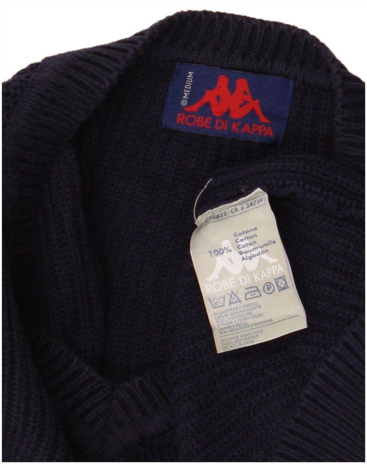 Maglione Kappa da uomo con scollo a V, cotone medio blu navy
