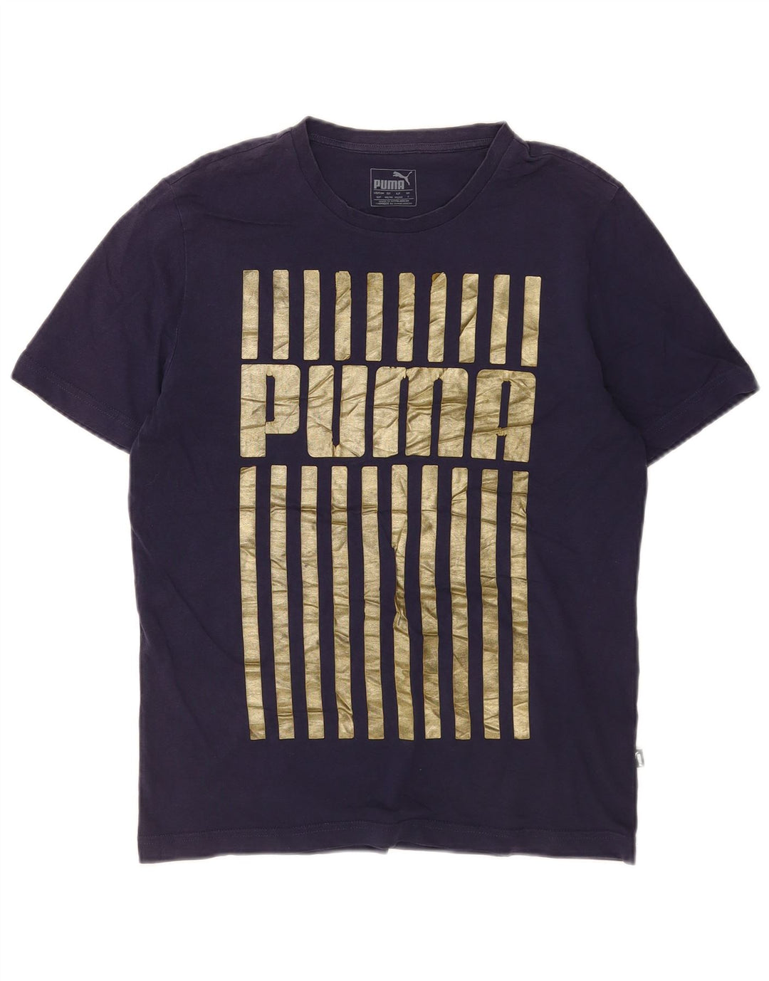 Puma Mens Graphic T-Shirt Top Small Navy Blue Cotton