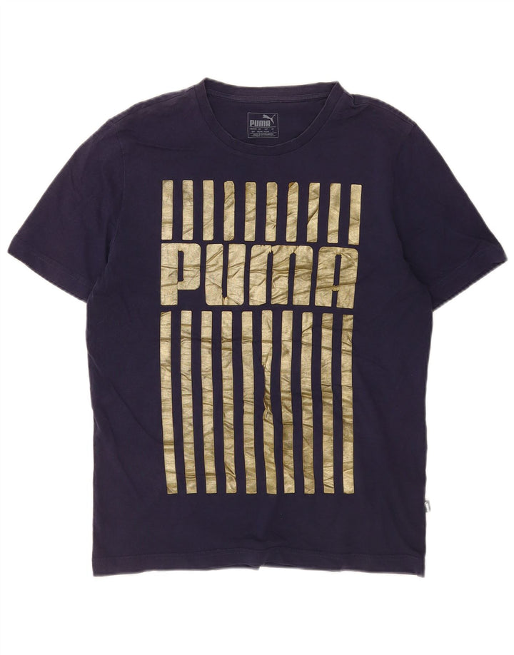 Puma Mens Graphic T-Shirt Top Small Navy Blue Cotton