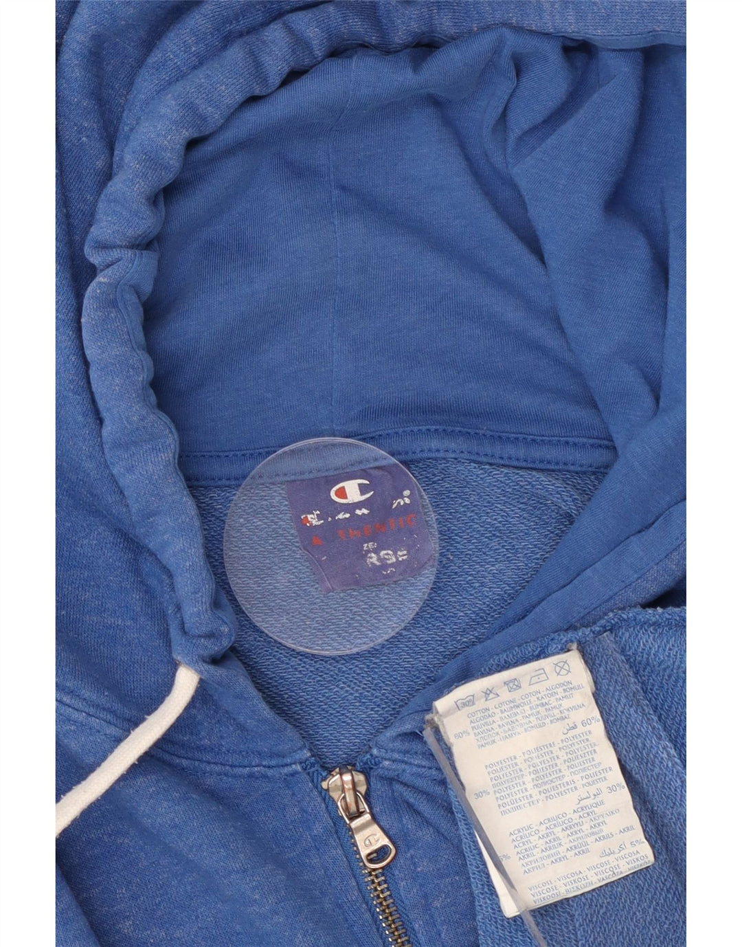 Maglione con cappuccio e zip da uomo CHAMPION in cotone screziato blu medio