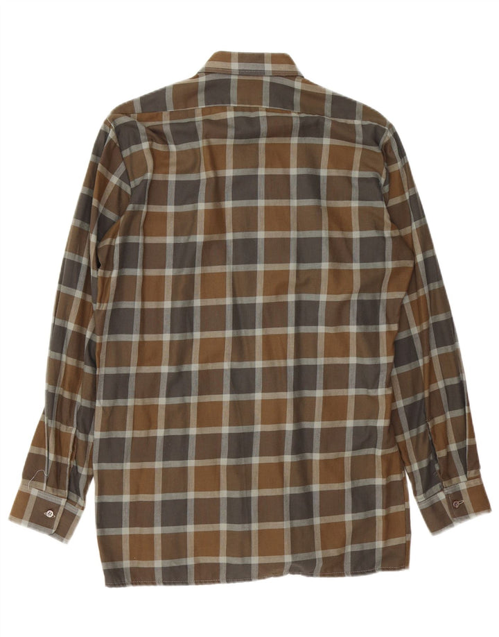 CANDA Mens Flannel Shirt Size 38 Medium Brown Check Cotton Vintage Canda and Second-Hand Canda from Messina Hembry 