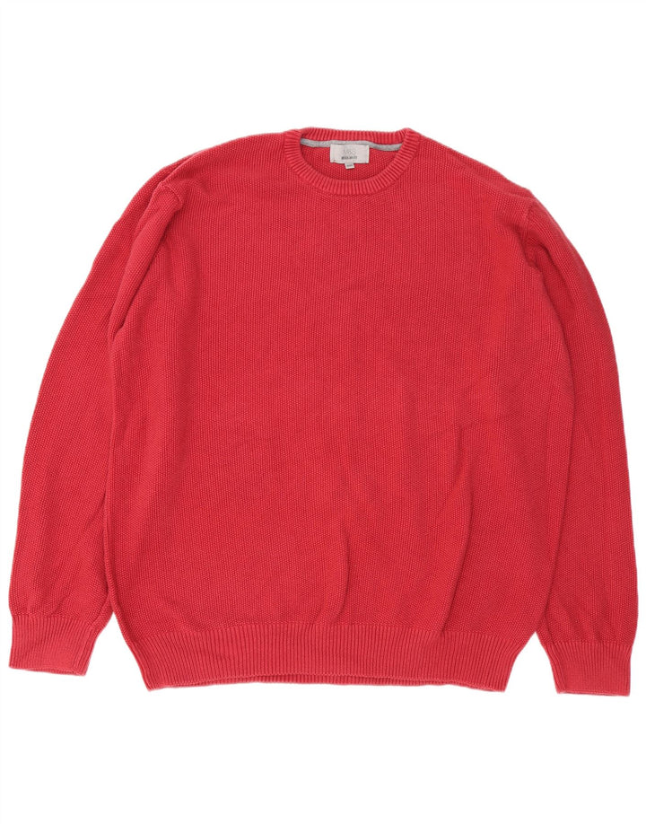 Marks & Spencer Mens Regular Fit Crew Neck Jumper Sweater 2XL Red Cotton