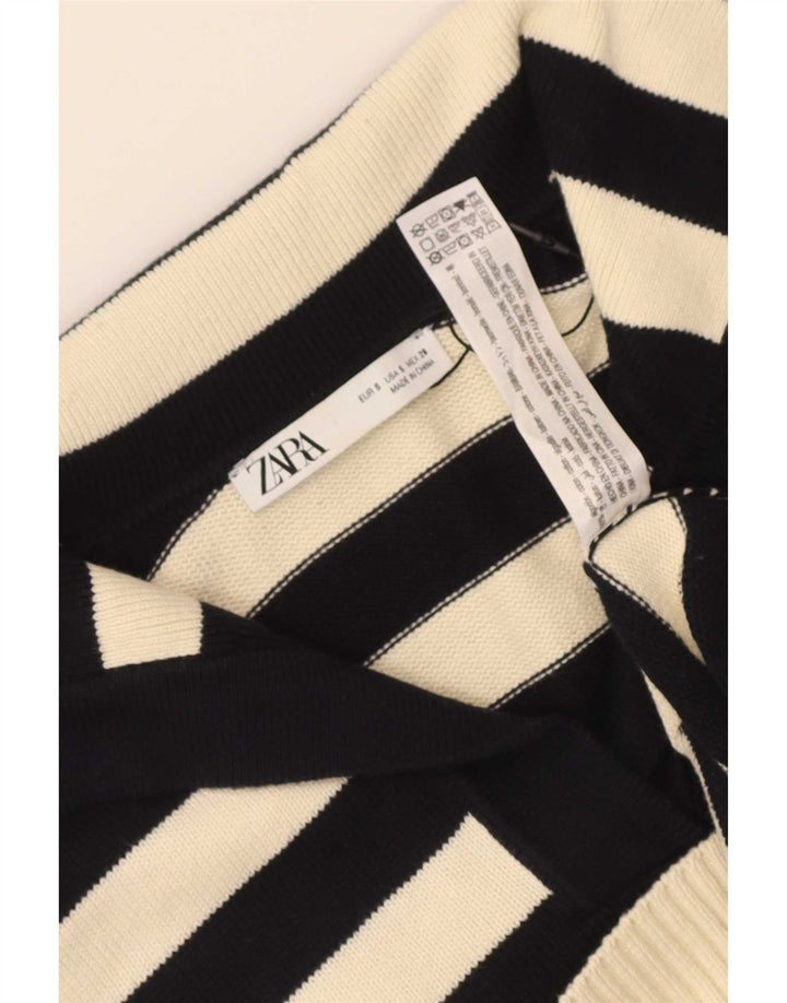 Zara Womens Oversized Roll Neck Jumper Sweater UK 10 Small Black Striped