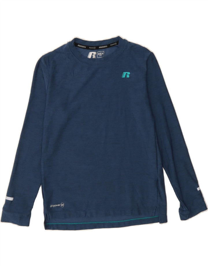 RUSSELL ATHLETIC Boys Top Long Sleeve 6-7 Years Small Navy Blue Polyester Vintage Russell Athletic and Second-Hand Russell Athletic from Messina Hembry 