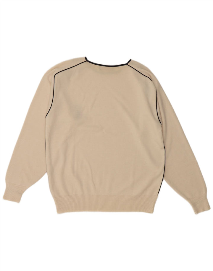 Il Granchio Herren-Pullover mit Rundhalsausschnitt, mittelgroß, cremefarbene Wolle