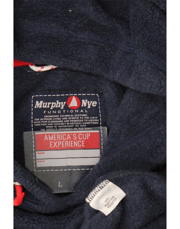MURPHY & NYE Mens Hooded Fleece Jumper Large Navy Blue Polyester