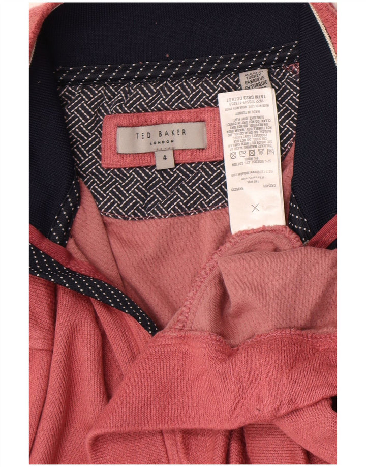Ted Baker Herren-Sweatshirt mit Reißverschluss am Hals, Größe 4, groß, rosa Viskose