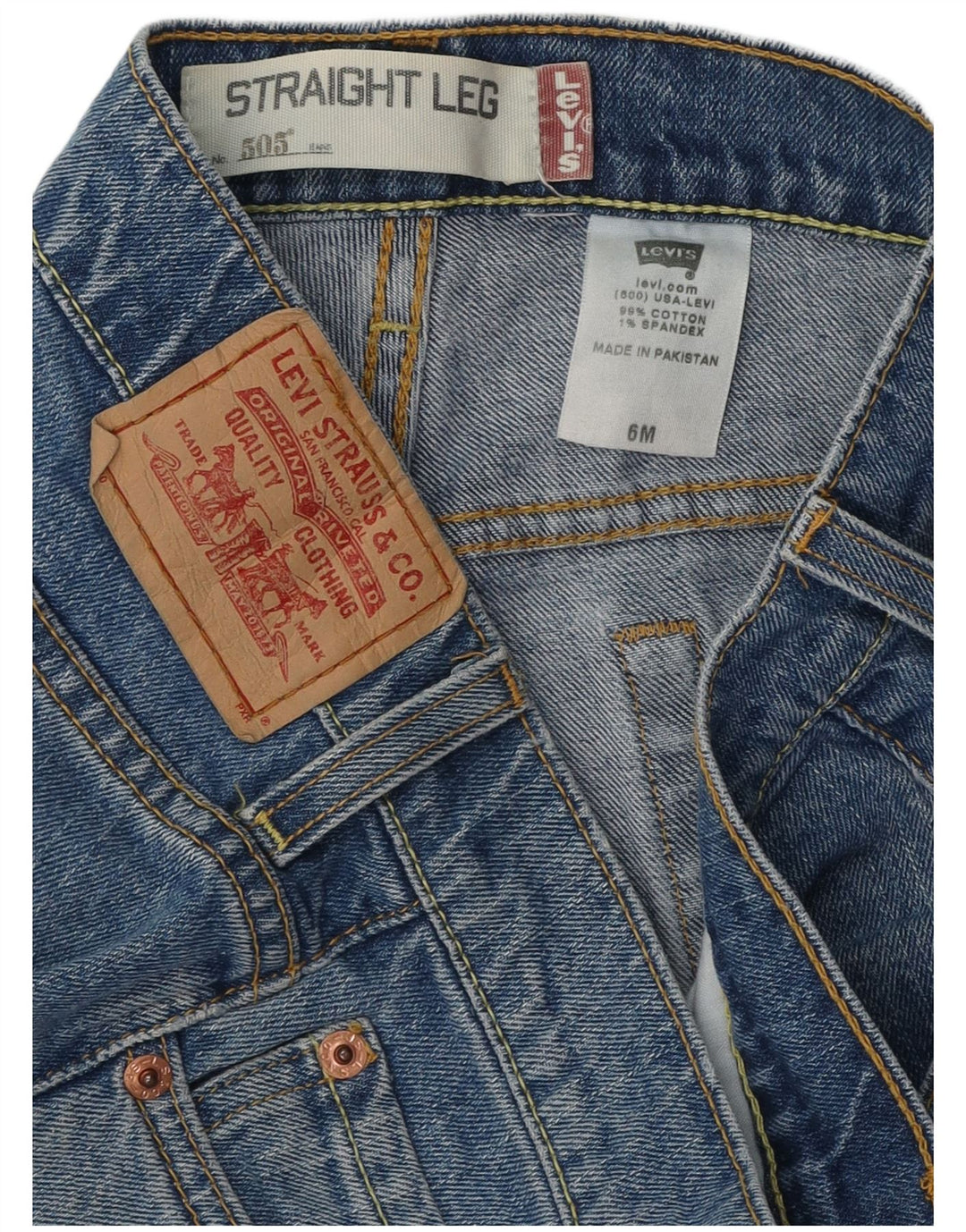 LEVI'S Womens 505 Straight Jeans US 6 Medium W30 L31 Blue Cotton