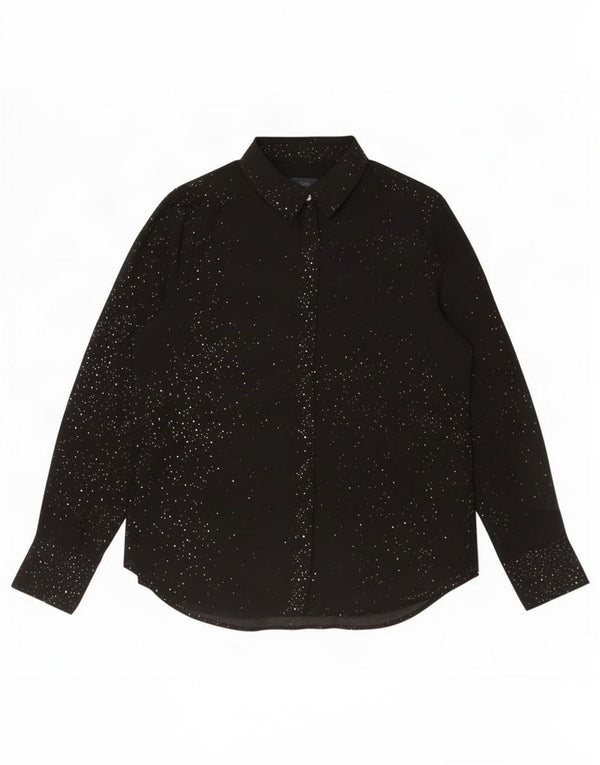 Camicia ampia da donna Marks & Spencer UK 10 Small Black Spotted Poliammide