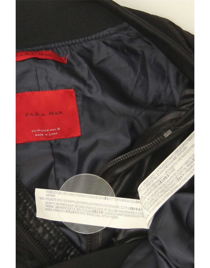 Jaqueta bomber masculina Zara UK 38 poliéster preto médio