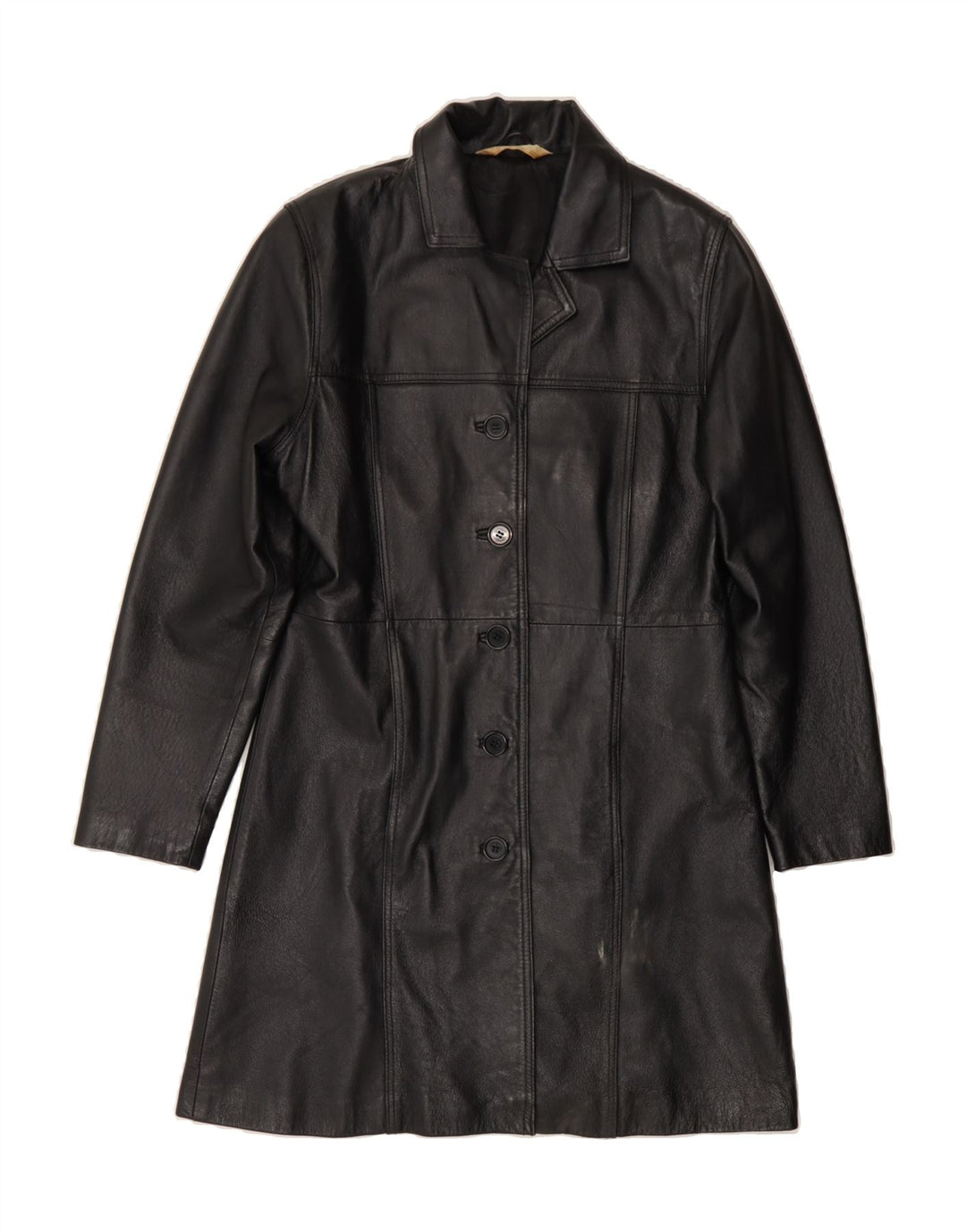 VINTAGE Womens Leather Coat UK 10 Small Black Leather Vintage Vintage and Second-Hand Vintage from Messina Hembry 