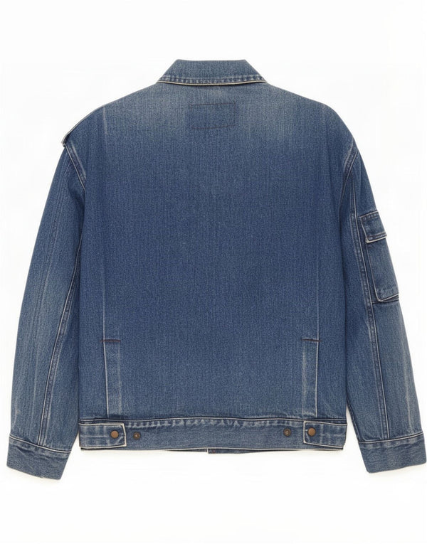 Carrera Mens Military Denim Jacket UK 38 Medium Blue Cotton