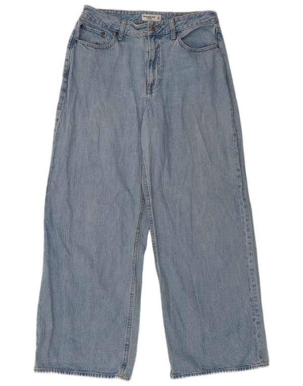 Abercrombie & Fitch Damen Curve High Rise Wide Leg Jeans W29 L30 Blau
